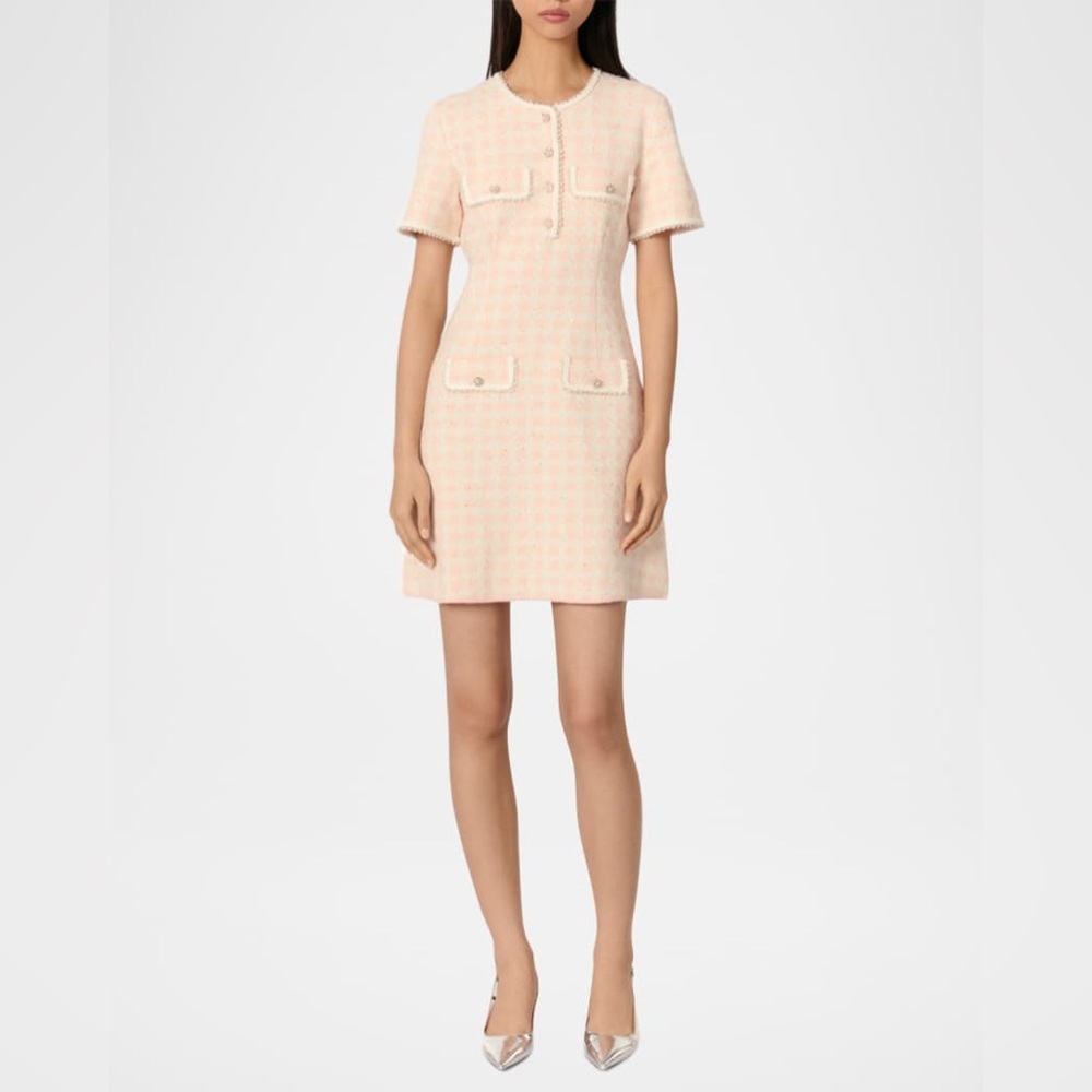 NEW: MAJE Rartingal Sequined Tweed-Effect Check Knit Dress (US 6 / FR 38) - Picture 3 of 9